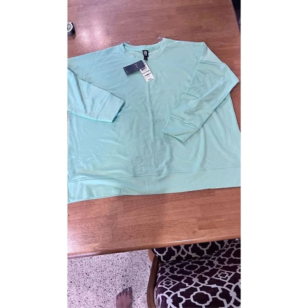 ID Ideology Women's Long Sleeve Crew Neck Active Top Green Ash Sz 2XL NWT P1-244